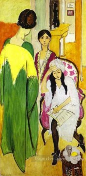 three women at the table by the lamp Painting - Three Sisters  Triptych Left part Fauvist